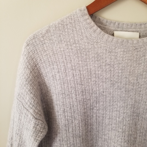 Cynthia Rowley Cashmere 2ply 100% Wool Sweater Woven Heathered Grey Size Small - Picture 3 of 8